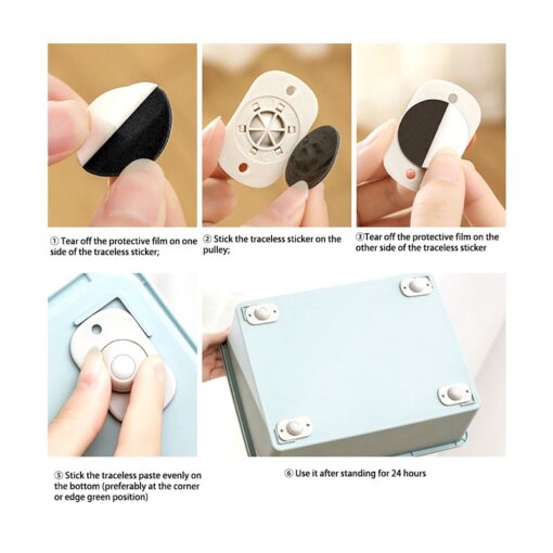 (4pcs) Self-adhesive Pulley Wheel