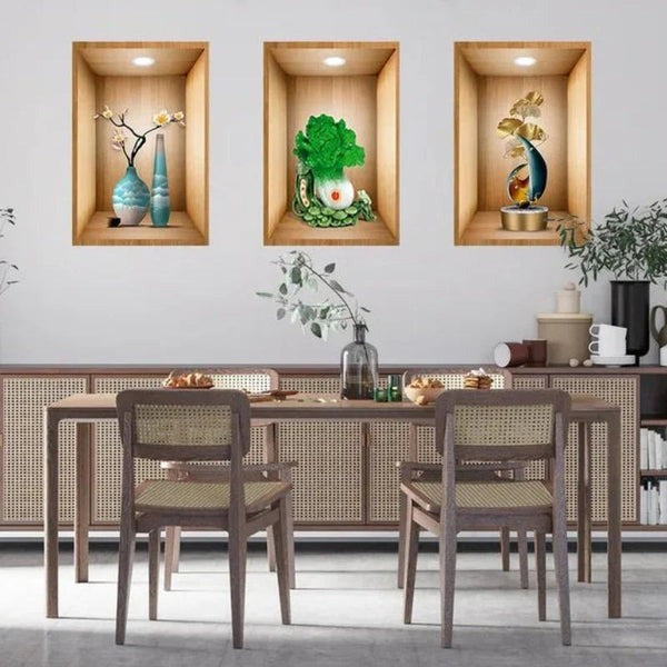 (3pcs Set) 3D Plant Wall Stickers - Random Design