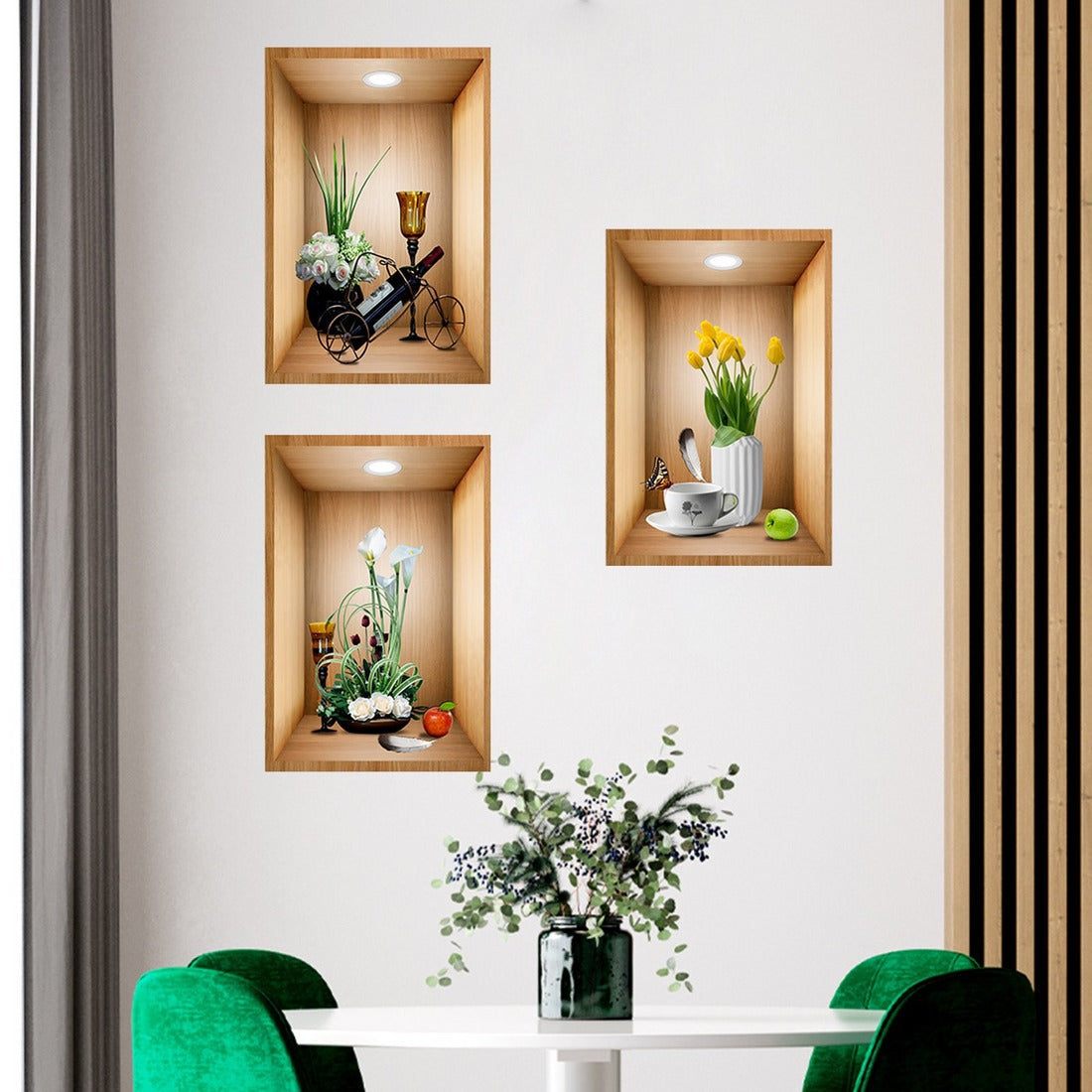 (3pcs Set) 3D Plant Wall Stickers - Random Design